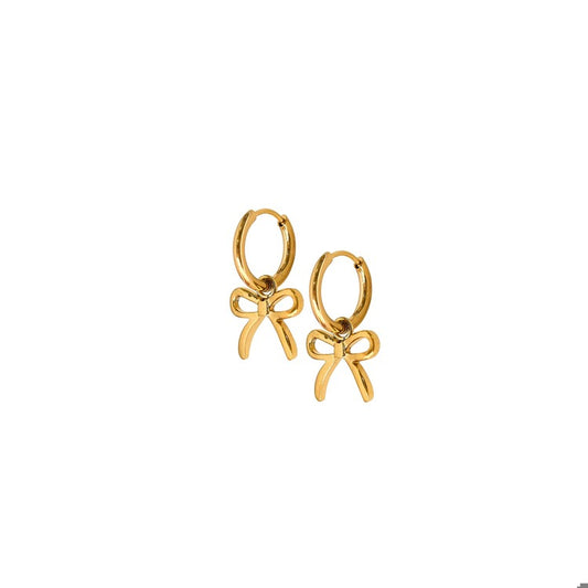LINNY CO Huggie Charm Earrings - Sadie Bow Gold