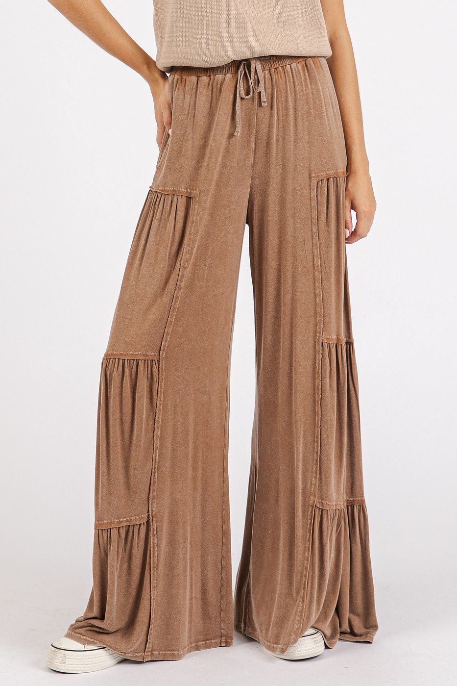 Mineral Washed, Wide Leg Drawstring Pants