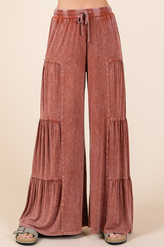 Mineral Washed, Wide Leg Drawstring Pants