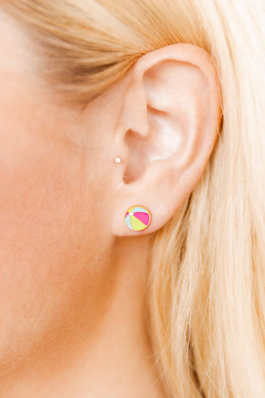 LINNY CO Screwback Stud Earrings - Beach Ball