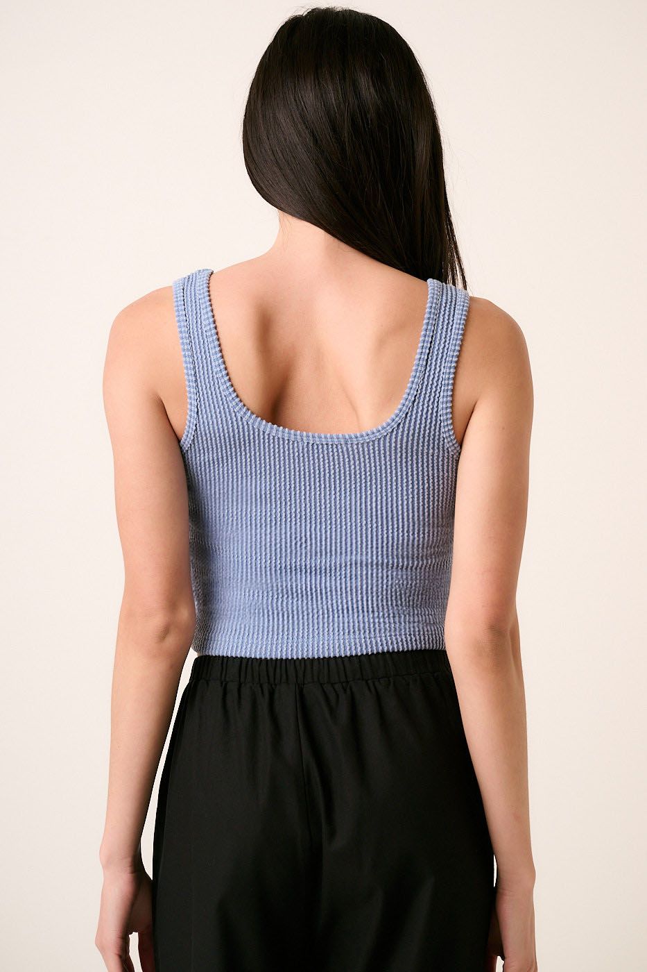 Urban Rib Knit Scoop Neck Crop Tank Top