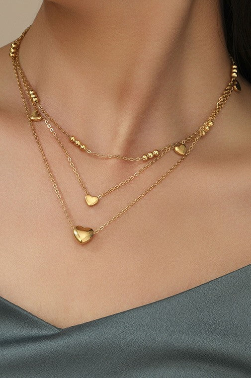 Gold Heart Layered Necklace