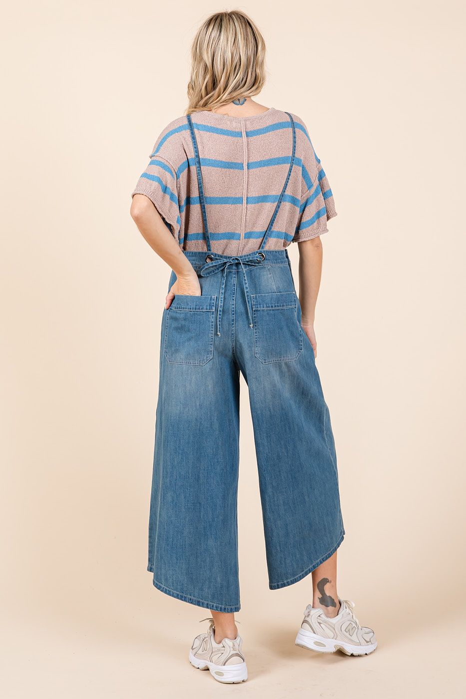 Light Denim Adjustable Tie Overalls