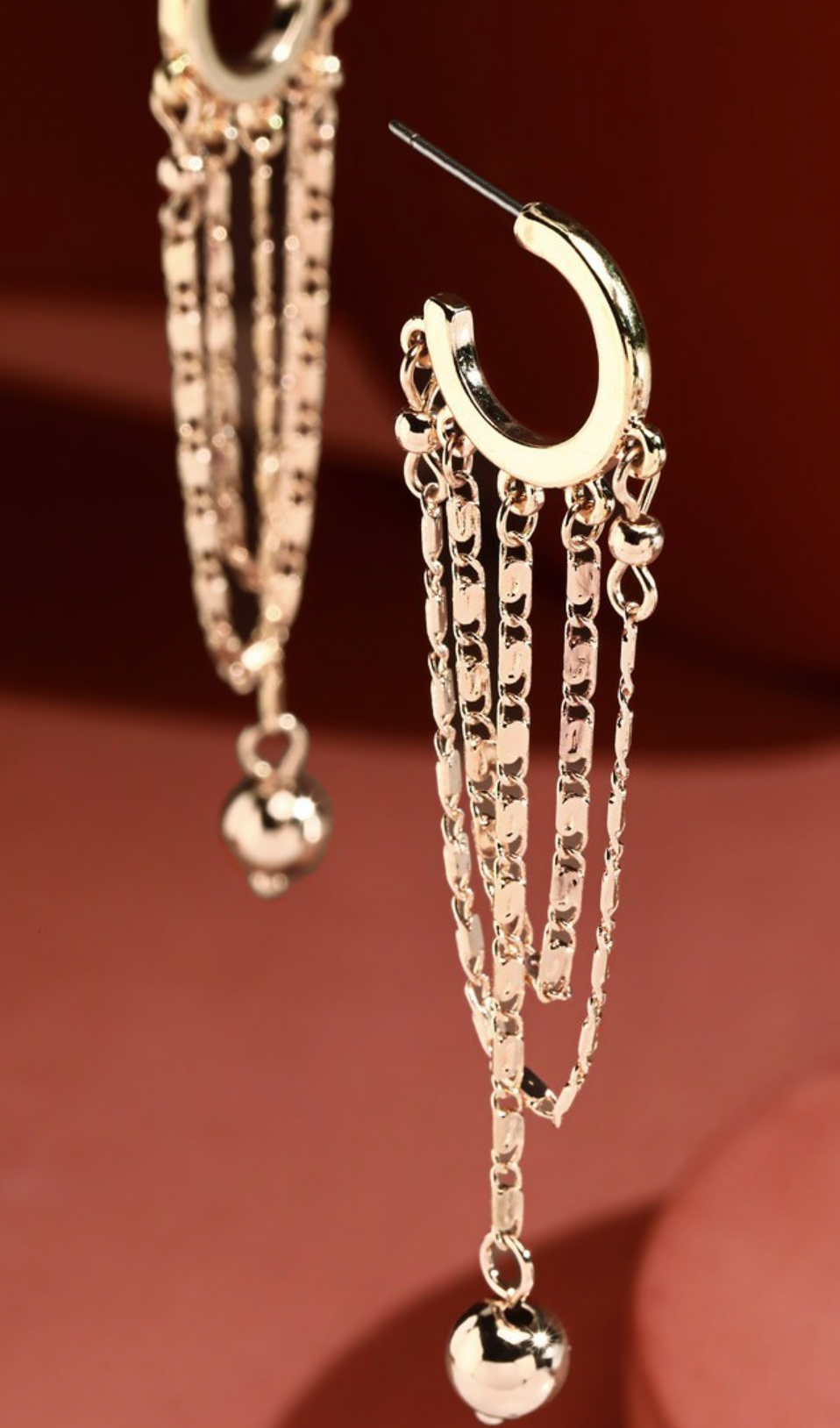 Layered Chain Drop Earrings