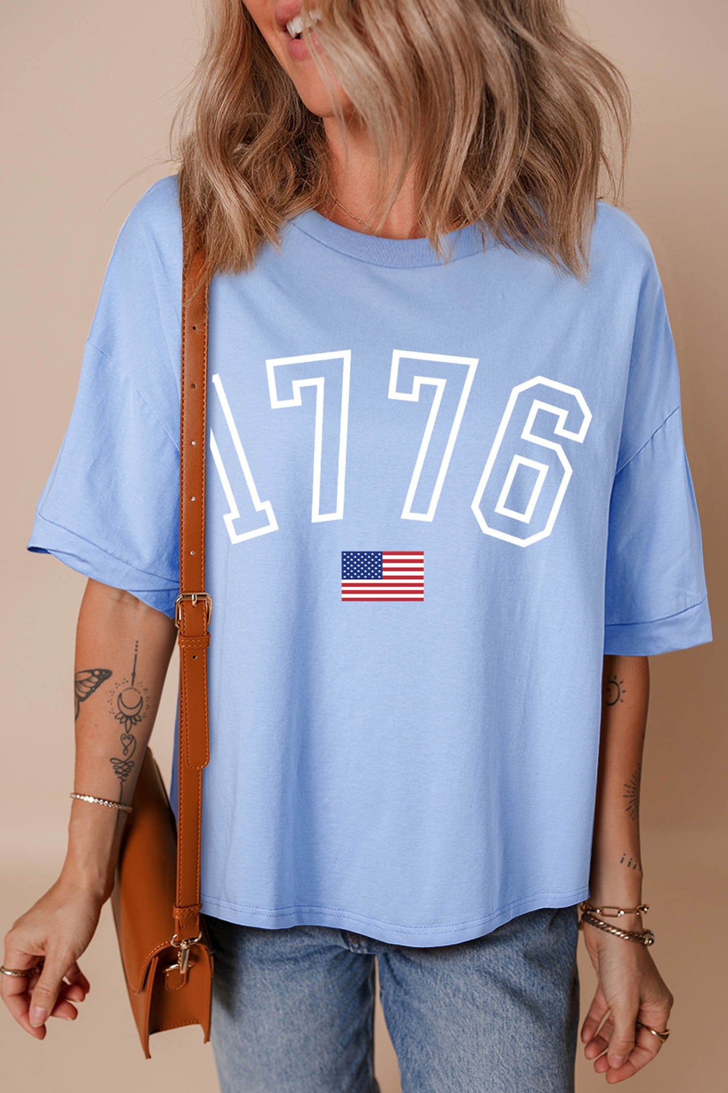 Blue '1776' American Flag T-Shirt