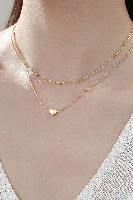 Layered Necklace with Heart Charm