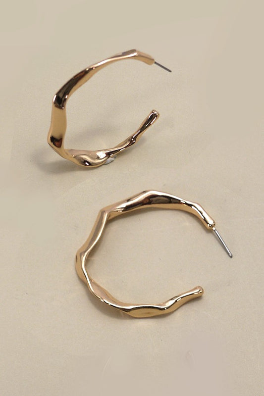 Hammered Polished Hoop Earrings