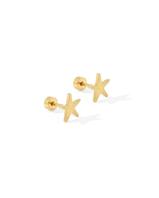 LINNY CO Screwback Stud Earrings - Starfish Gold
