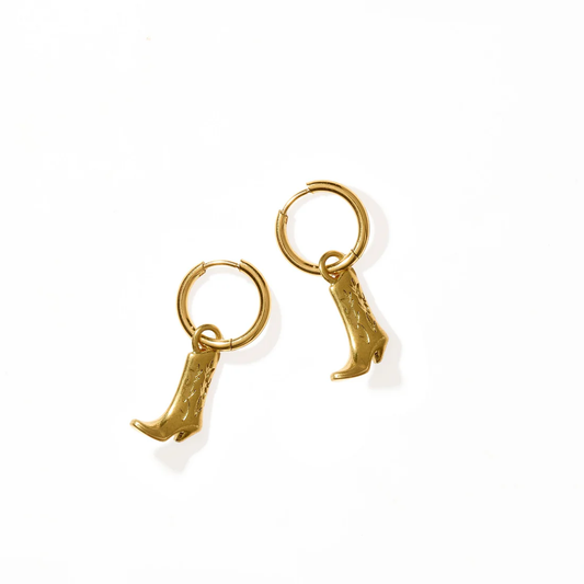 LINNY CO Huggie Charm Earrings - Luca Boot Gold