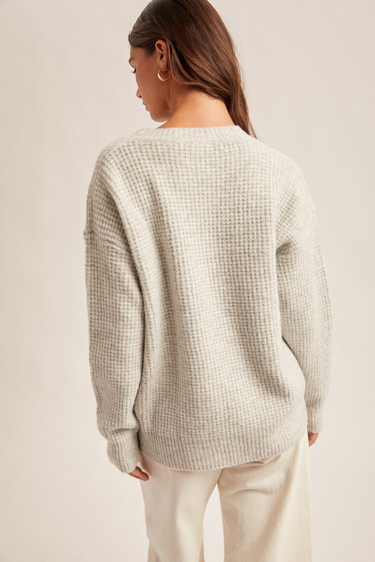 Light Grey Two-Tone 'Love' Embroidered Sweater