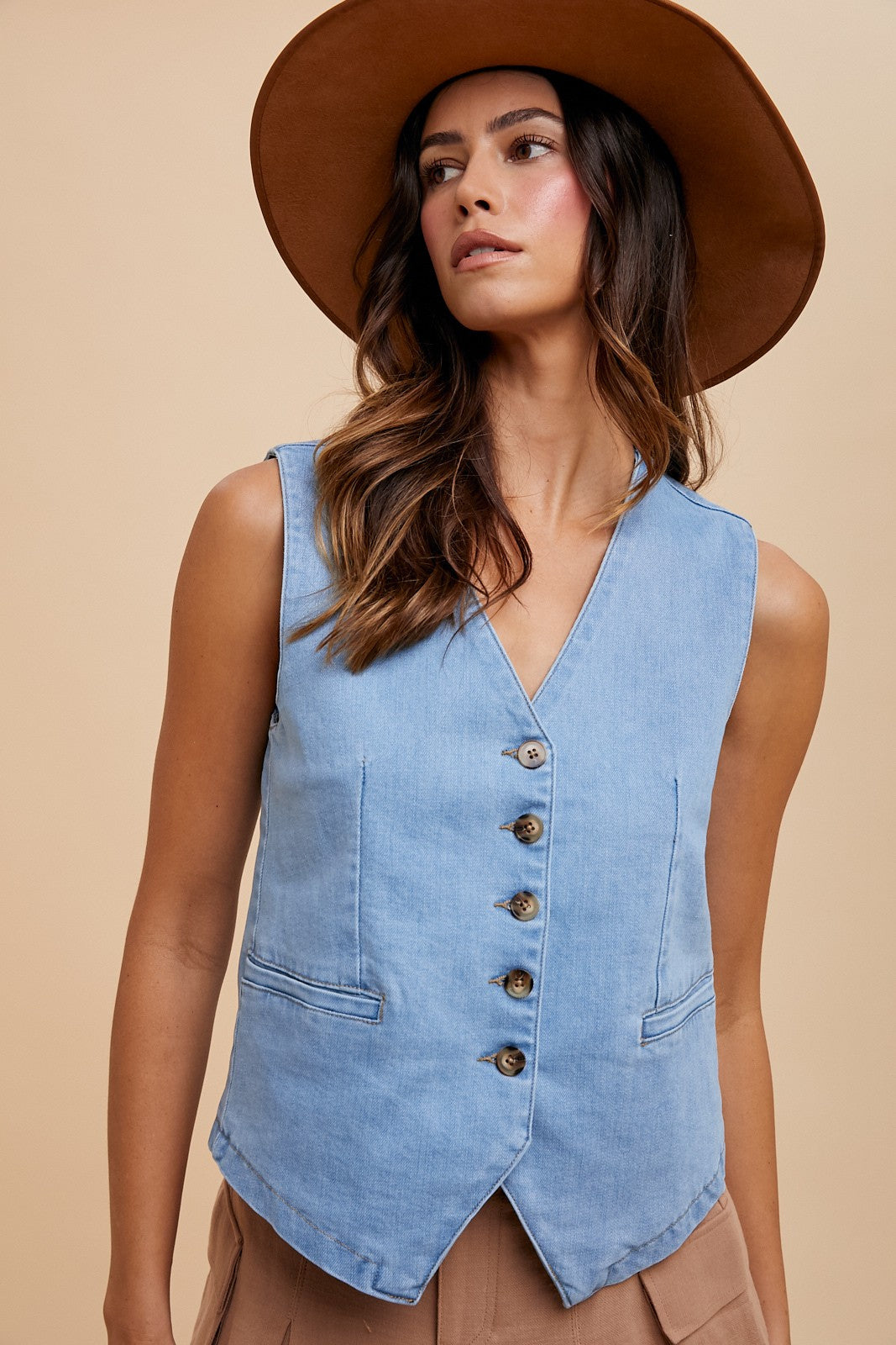 Denim Button Down Vest