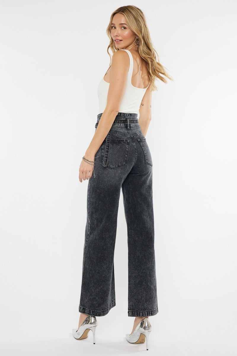 KanCan Dark Grey High Rise 90s Wide Jeans