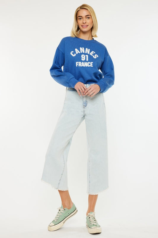 KanCan Light High Rise Cropped Gaucho Jeans