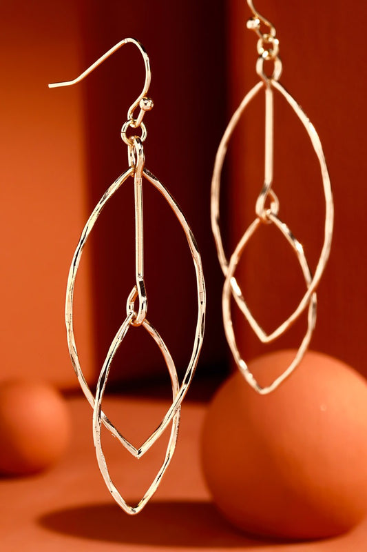 Abstract Linked Metal Oval Earrings