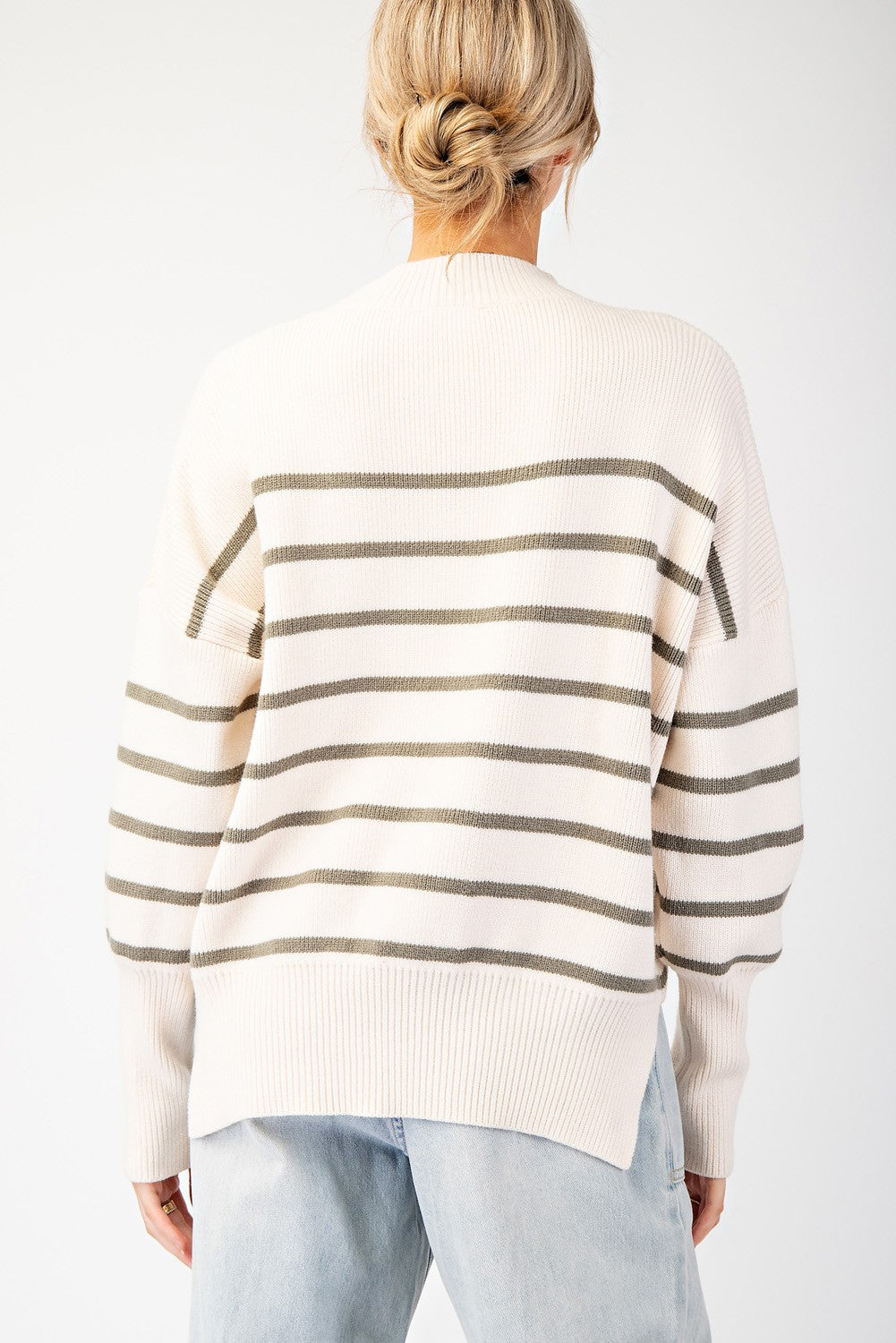 Dry Herb Striped High Neck Sweater