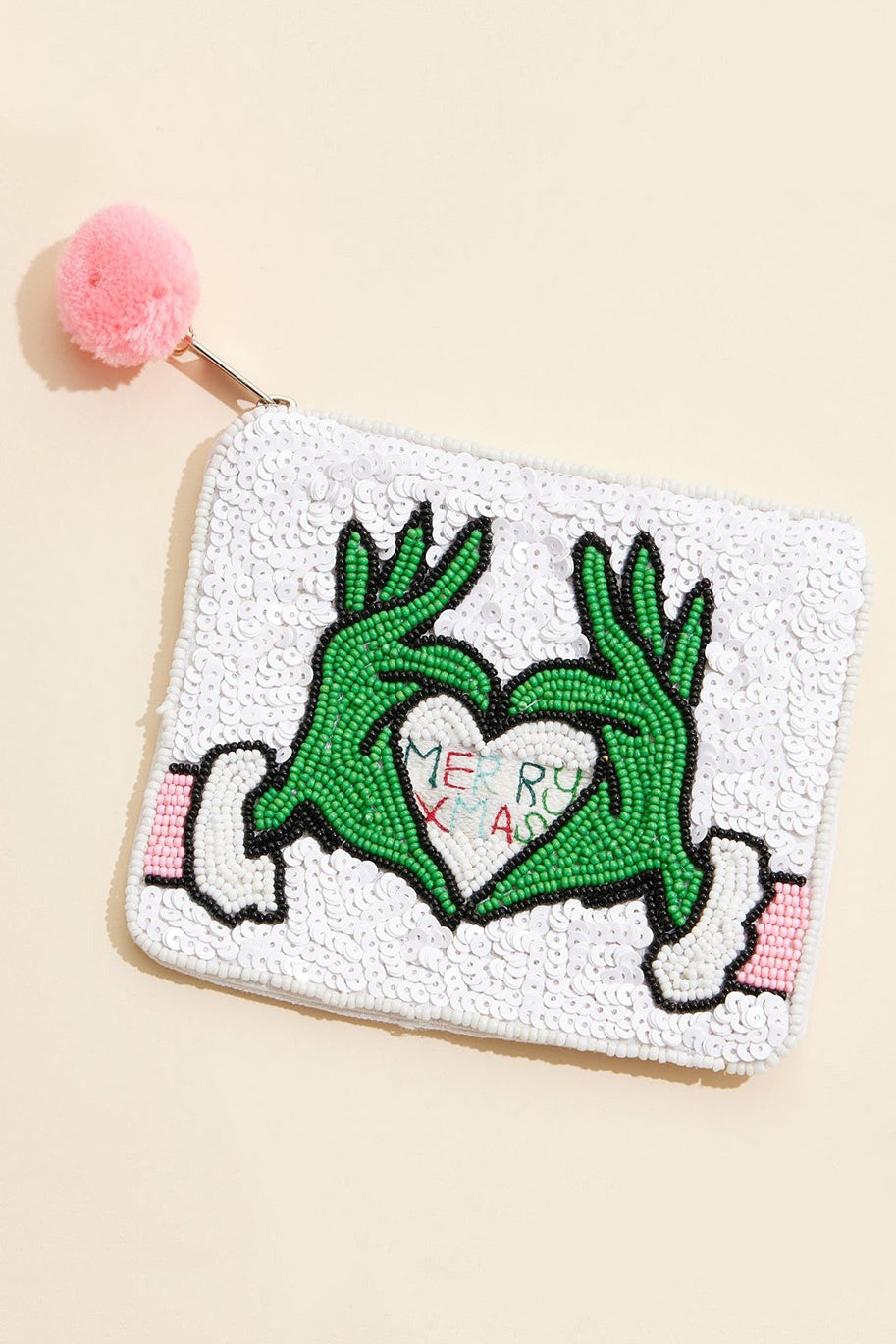 Grinch Sequin Christmas Mini Zipper Bag