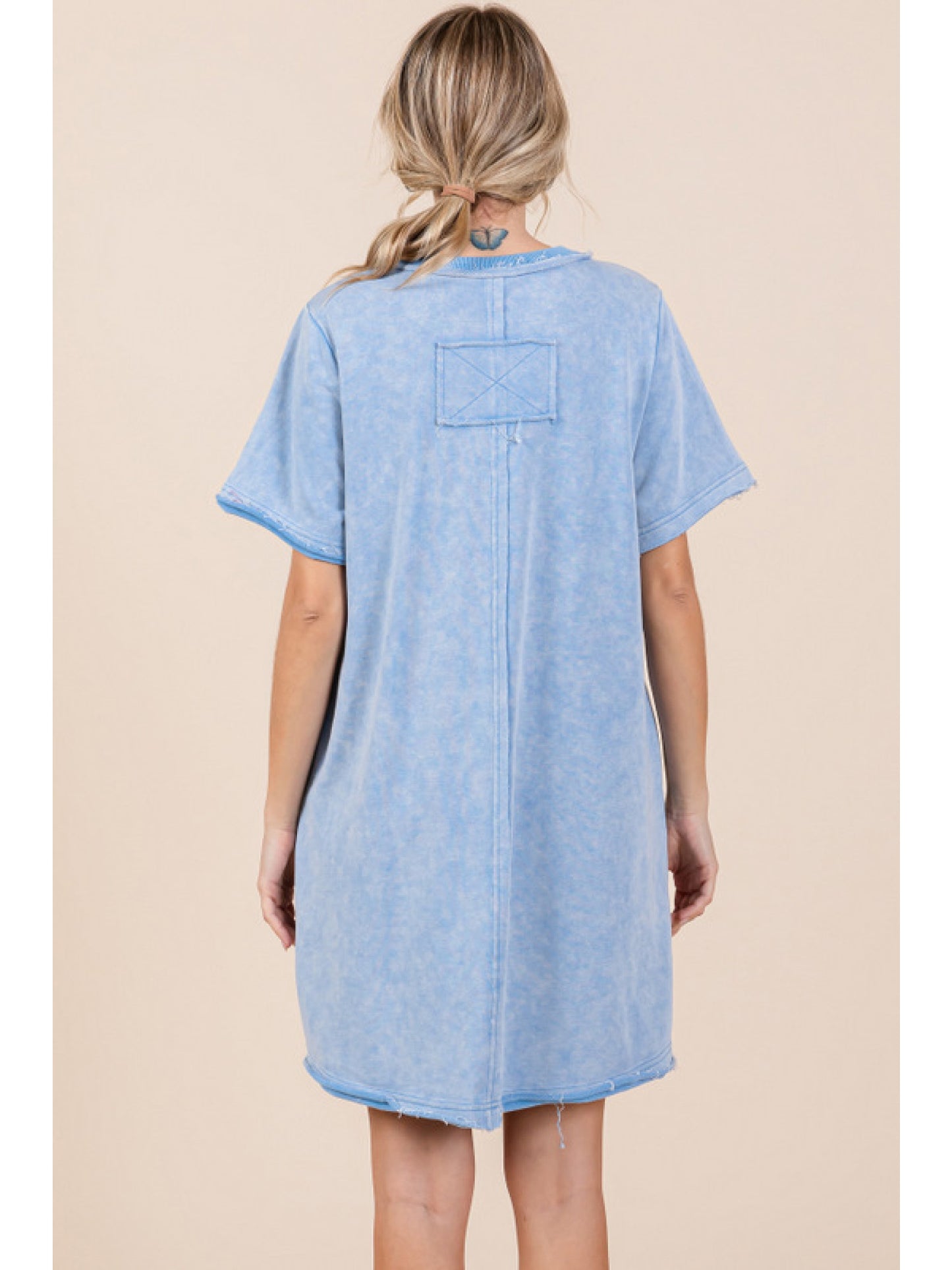 Raw Hem Short Sleeve T-Shirt Mini Dress