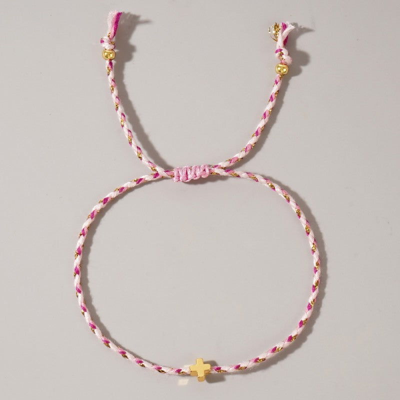 Corded Cross Charm Bracelet