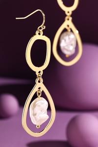 Organic Shaped Pearl Drop Earrings