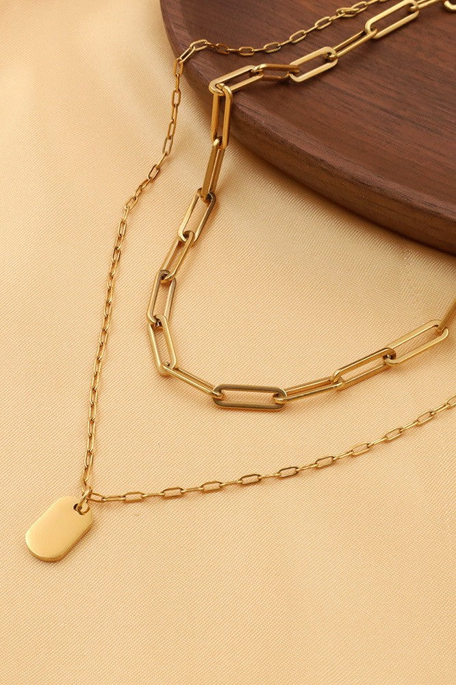 Paperclip Chain and Pendant Layered Necklace