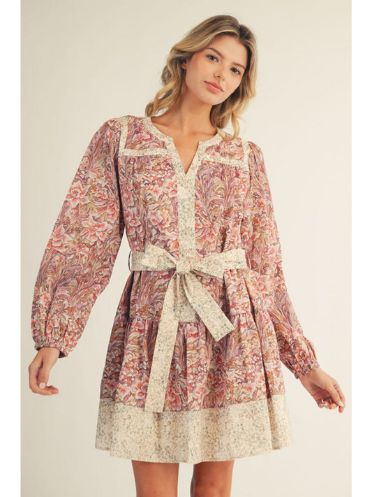 Clay Floral Long Sleeve Mini Dress