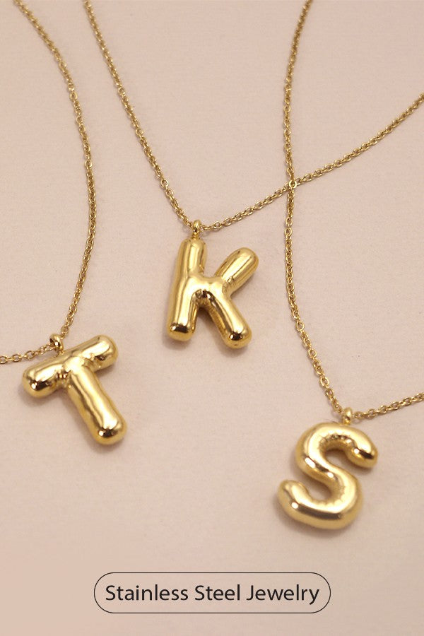 Large Bubble Letter Initial Necklace