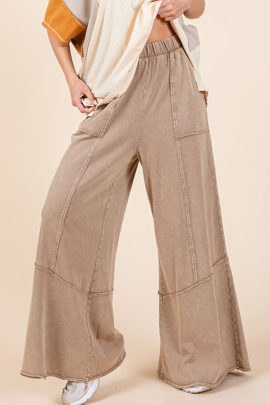 Toast Mineral Wash Wide Flared Leg Lounge Pants