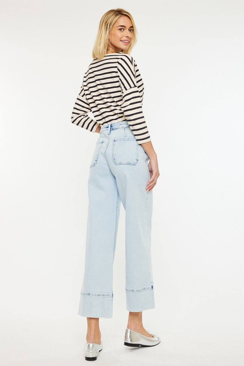 KanCan Light High Rise Cropped Wide Leg Jeans
