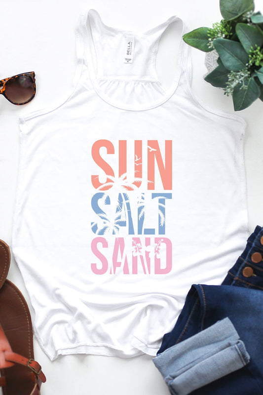 White 'Sun Salt Sand' Palm Tree Trendy Tee