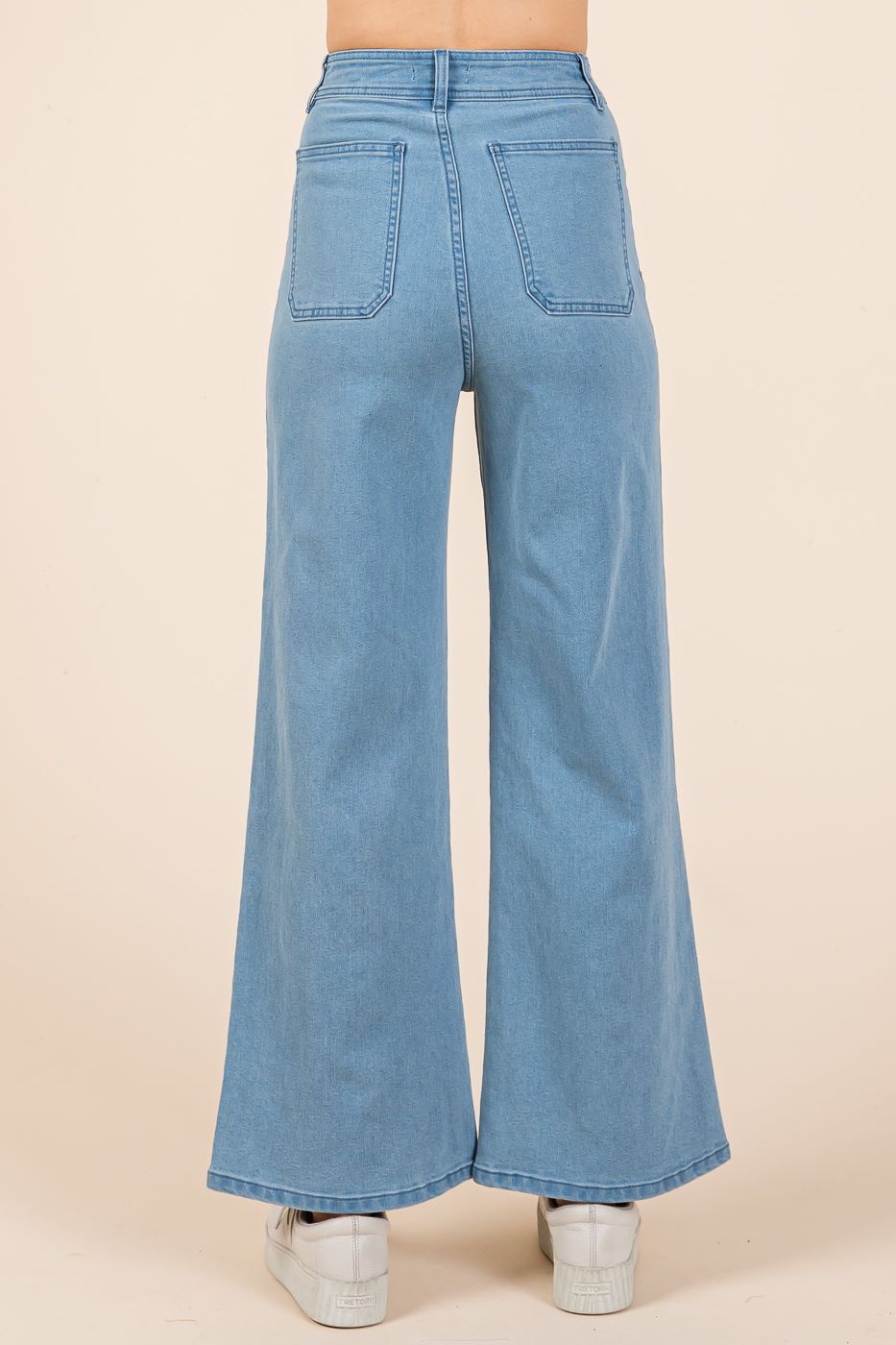 Two Front Pocket Detail Wide Leg Jeans