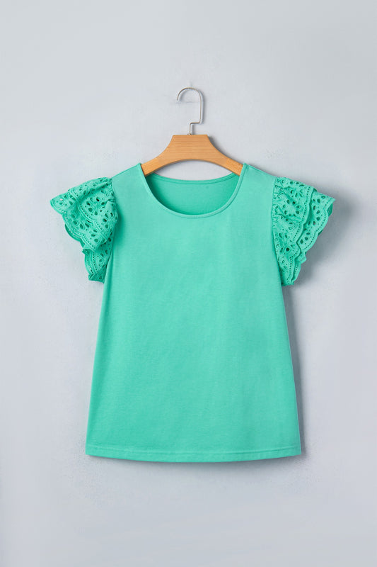 Mint Green Scoop Neck Short Sleeve Top