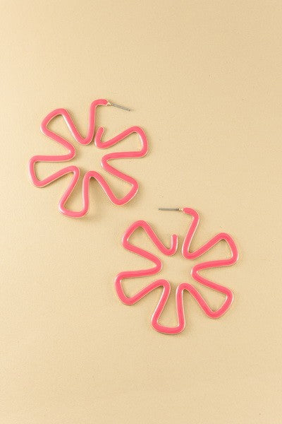 Large Flower Cutout Hoop Earrings