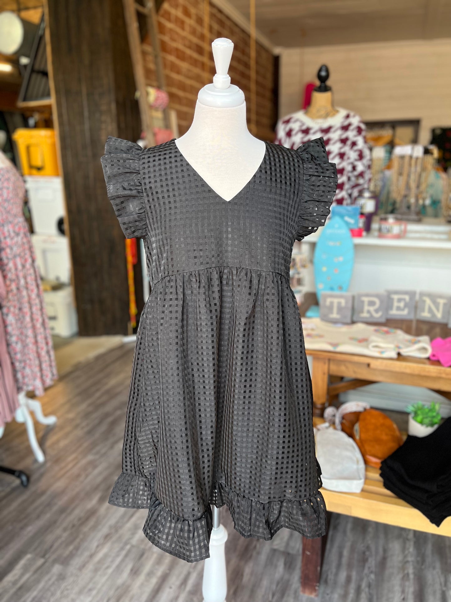 Mini Dress w/ Ruffled Sleeves + Pockets