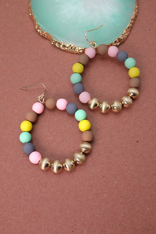 Clay Bead Hoop Earrings